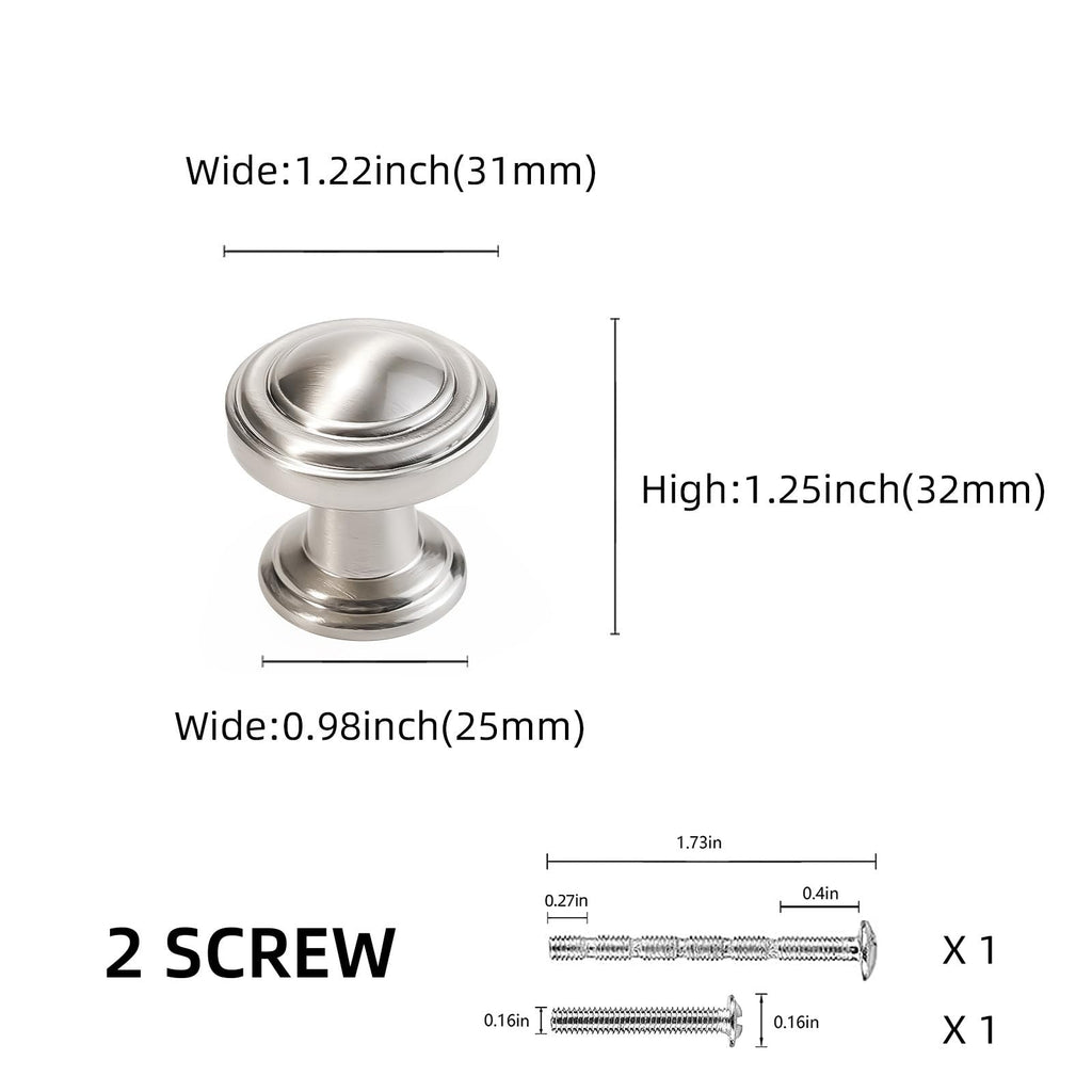POVEFONK 30 Pack Brushed Satin Nickel Kitchen Cabinet Knobs Solid Drawer Knobs Kitchen Cabinet Hardware Zinc Alloy Handles Drawer Knobs Dresser Handles
