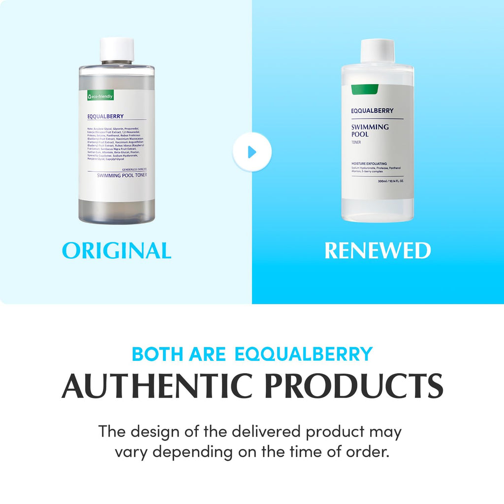 EQQUALBERRY Swimming Pool Toner - Korean Toner for Daily Exfoliating & Deep Hydration with Natural Enzyme Protease & Hyaluronic Acid, For Sensitive Skin, 10.14 Fl Oz (300ml)