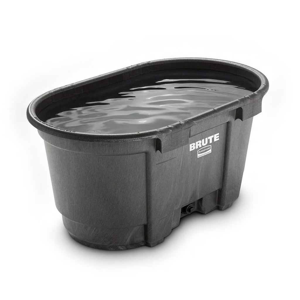 Rubbermaid Commercial Products Stock Tank 100-Gallons Structural Foam Heavy Duty Container for Livestock/Animal/Cattle Feed & Water Outdoor Homemade Pool/Hot Tub/Bathtub & Pet Cleaning/Dog Wash