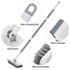 Purexa Floor Scrub Brush with 55" Long Handle, 2-in-1 Floor Brush with Built-in Squeegee, Adjustable Angle Head and Stiff Bristles for Tile, Wood, Concrete & Textured Floor Cleaning