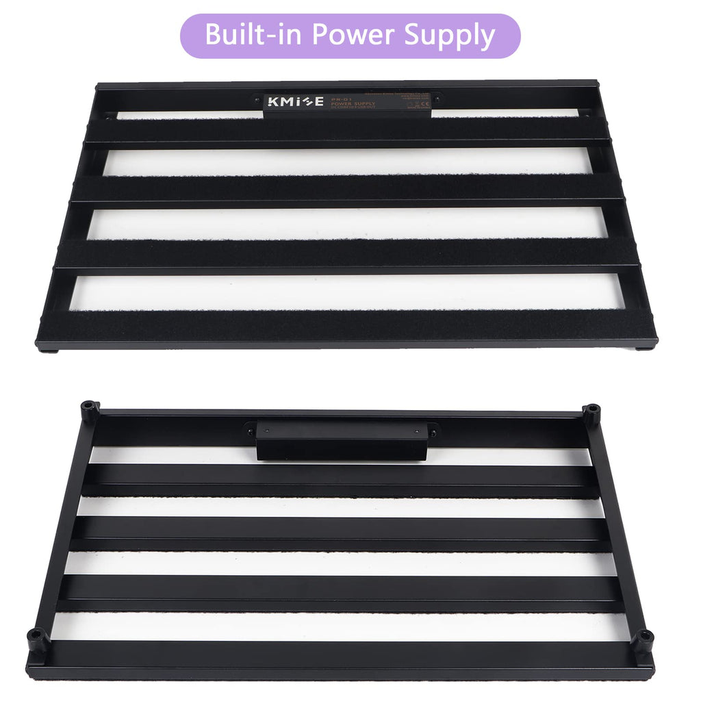 Guitar Pedal Board with Built-in Power Supply 24x1.9x12.5" 3.6LB Pedalboard, Aluminium Alloy Isolated Power Supply Power Pedal with Cable,Charger,40 * 1.2 Inch Self Adhesive Hook Loop Tape Cable Ties
