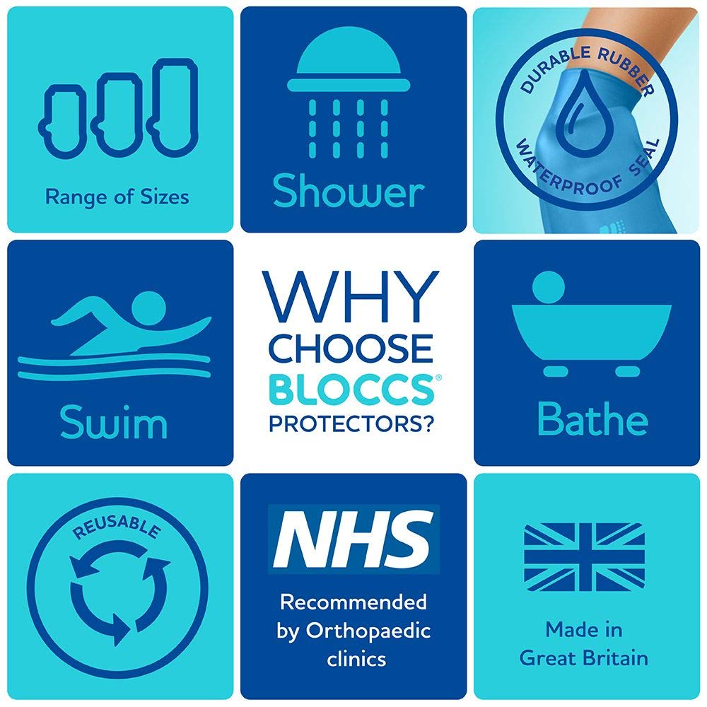 BLOCCS 100% Waterproof Knee Cover- Swim, Shower & Bathe. Watertight Protection for Dressings & Bandages - #AKP87-S - Adult Knee Protector - (Small)