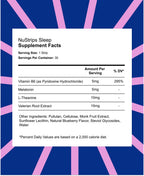 NuStrips™ Fast-Dissolving Sleep Strips with 5mg Melatonin, Valerian Root, L-Theanine & Vitamin B6 – Blueberry Flavor - Natural Sleep Aid, Vegan, Non-GMO, Gluten Free – Fall Asleep Fast (30 Strips)