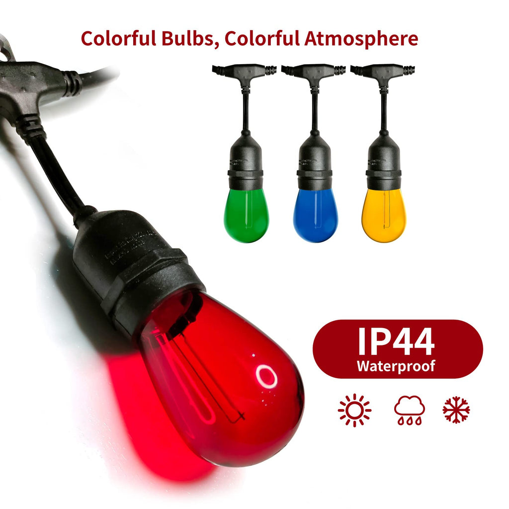 Meconard 24 Pack S14 LED Outdoor String Light Replacement Bulbs, Multicolor