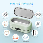 BYASKZIV Ultrasonic Jewelry Cleaner, 50KHz Ultrasonic Cleaner Machine with 304 Stainless Steel for Jewelry, Eyeglasses, Rings, Watch Strap, Dentures, Dual Cleaning Modes - Green