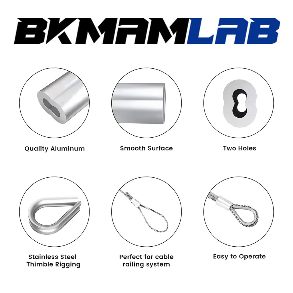 BKMAMLAB Wire Rope,Equipped with Crimping Pliers,1/16 Wire Rope, Aircraft Cable,304 Stainless Steel Cable,7x7 Strand Core 492FT,368lbs Breaking Strength
