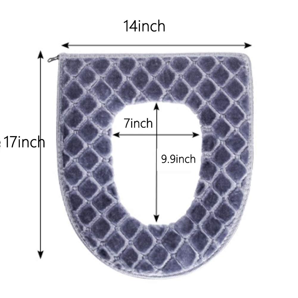 WDSHCR Toilet Seat Cushion - Soft, Thicker, Warmer Washable Covers with Zipper - Home Reusable (Gray)