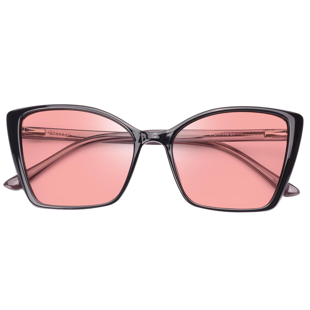 JFXQDR Women's Fluorescent-41 Rose Cat Eye Tinted Blue Light Blocking Glasses for Migraine, Light Sensitivity, Photophobia & LED Gaming Computer Screen Glare
