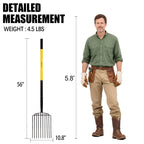 Nohovu Heavy Duty 10 Tine Pitchfork with Fiberglass Handle, 56 Inch Garden Fork for Hay, Compost, Mulch & Yard Work