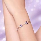 Nieboa S925 Sterling Silver Purple Butterfly Bracelets for Women,Anniversary Jewelry Gift for Women Mother Wife friend(Purple)