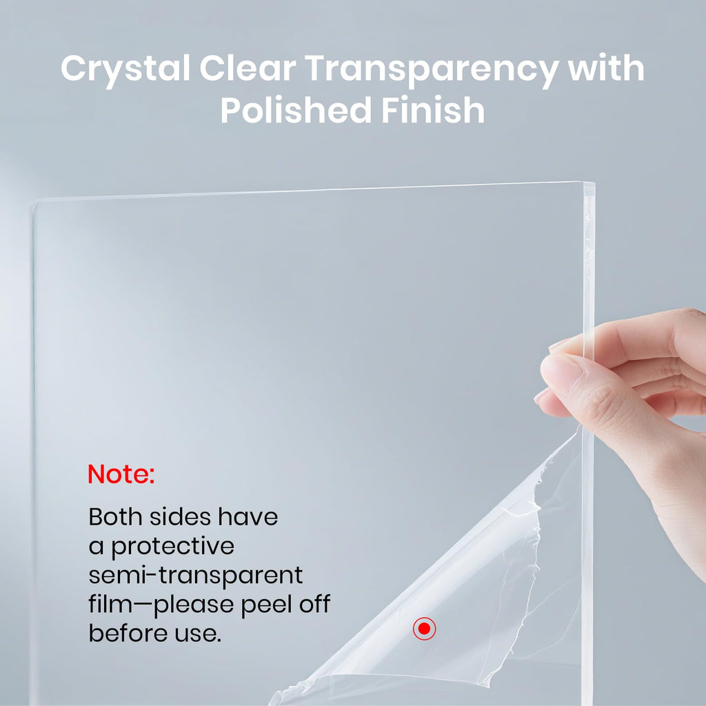 CALPALMY 12 x 12 x 1/4 inch Clear Cast Acrylic Plexiglass Sheet, 2-Pack
