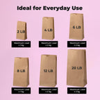 Fit Meal Prep 125 Pack 20 lb Large Brown Paper Bags, 16 x 8 x 5.5” Durable Kraft Paper Bags Bulk for Packing, Delivery, Take Out, Grocery, Retail Shopping, Premium Big Size Sacks for Shopping