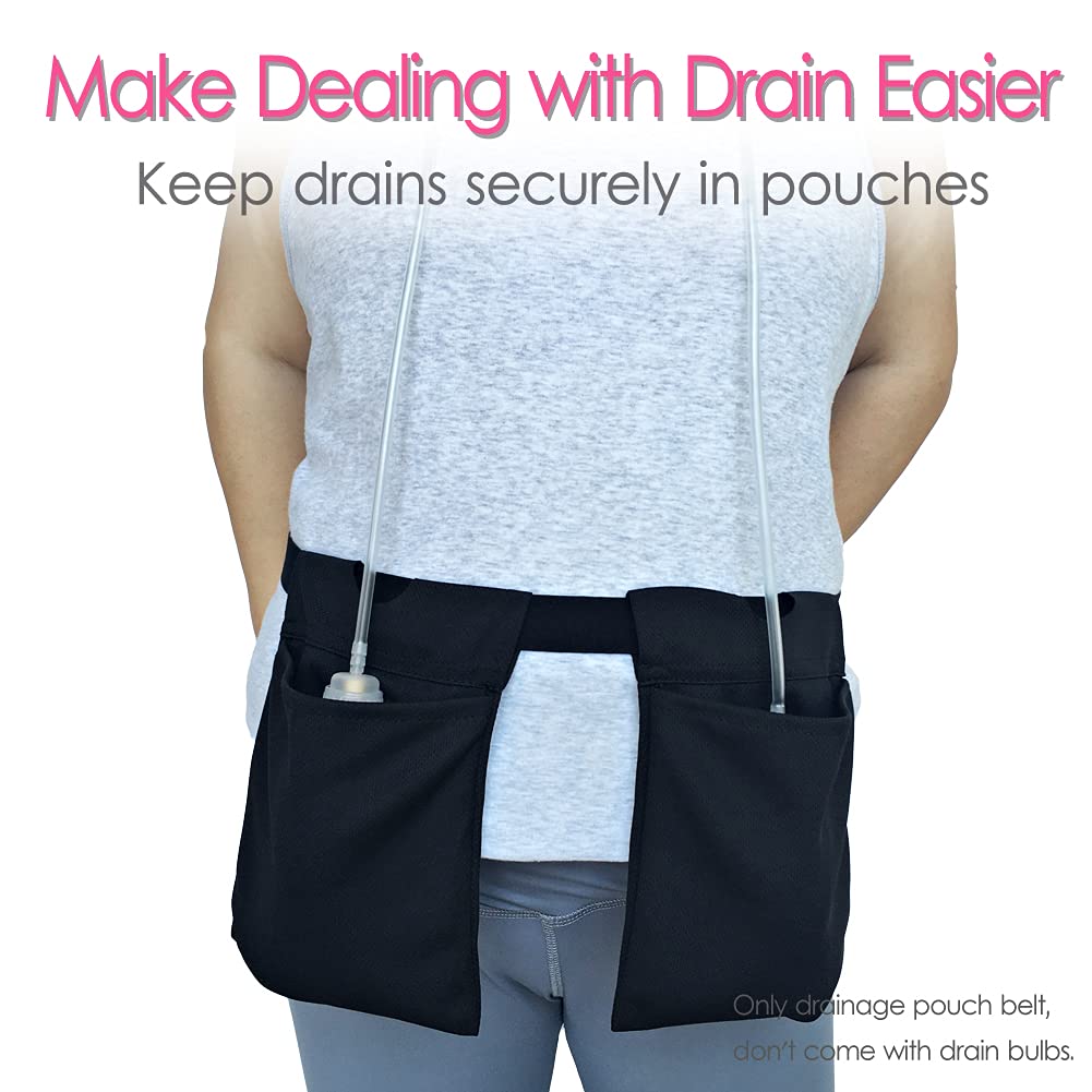 Breathable Drain Holder After Tummy Tuck Mastectomy Drainage Quick Dry Pouch Belt Supplies Mesh Nephrostomy Shower Bag for JP Drains Bulb Breast Post Surgery Black