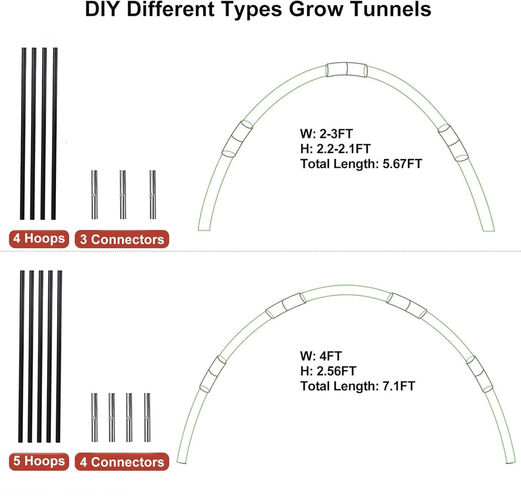 Greenhouse Hoops Grow Tunnel, 10 Sets 7FT Garden Hoops