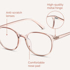 miyya Blue Light Blocking Glasses with Protective Case, Round Transparent Frames for Comfort & Eye Strain Relief