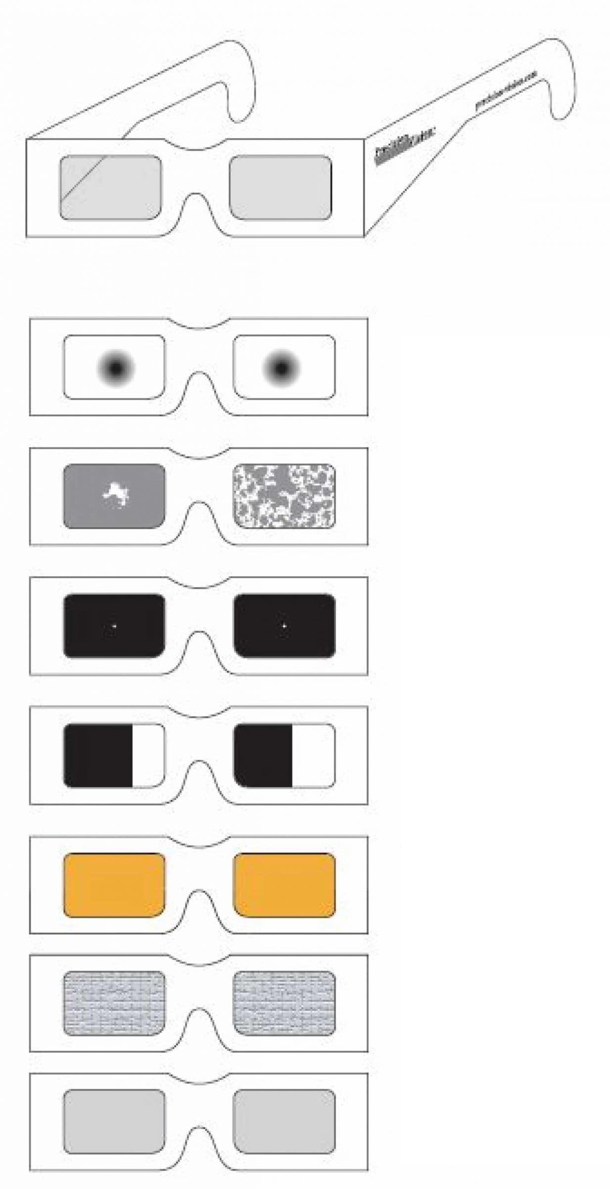 Simulator Glasses Kit for 7 Types of Common Vision Problems, Heavy Paperboard