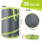 Altdorff Resuable Leaf Bag 2 Pack, Collapsible Trash Can for Camping, Garden Waste Bag Pop Up, 120L Large Yard Waste Container with Drain Holes and Drawstrings for Windy Days