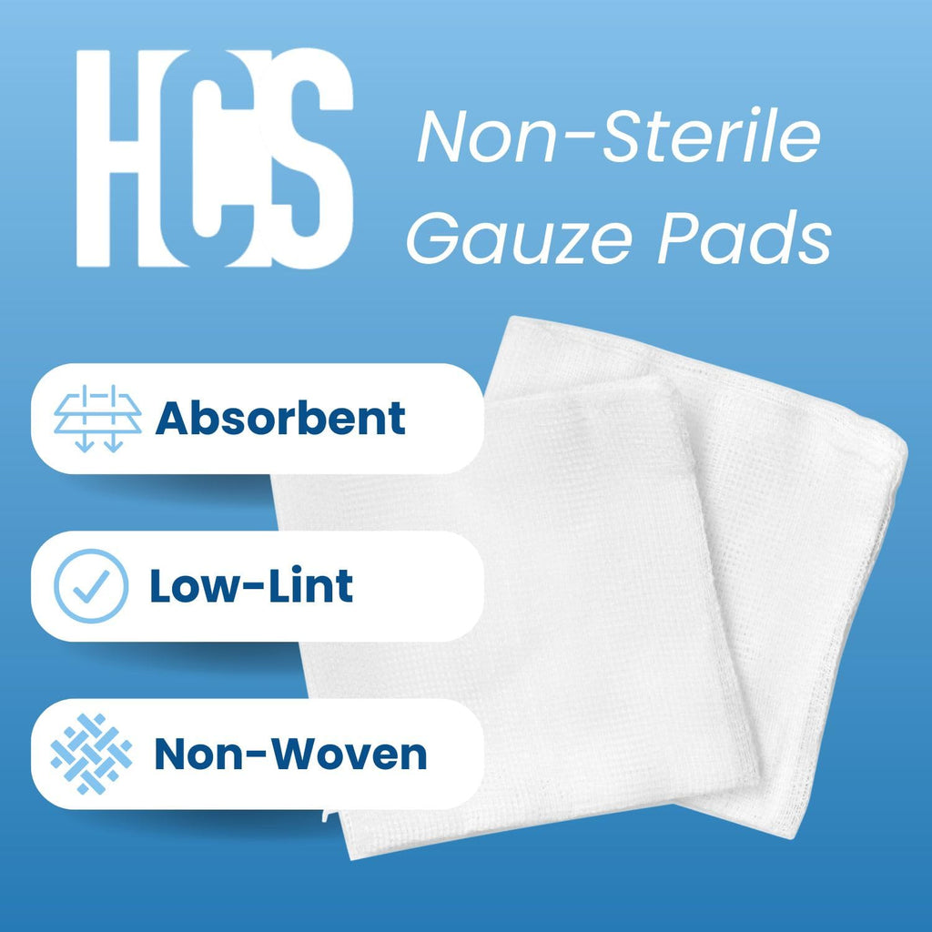 HCS Gauze Pads 2x2, Bulk - 8000ct, Non-Woven, Non-Sterile, 4-Ply - Highly Absorbent, Low-Linting Squares - Gauze Sponges, Small - Medical Supplies, Wound Care, First Aid, Surgical Use, Dental, Beauty