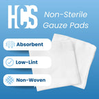 HCS Gauze Pads 2x2, Bulk - 8000ct, Non-Woven, Non-Sterile, 4-Ply - Highly Absorbent, Low-Linting Squares - Gauze Sponges, Small - Medical Supplies, Wound Care, First Aid, Surgical Use, Dental, Beauty