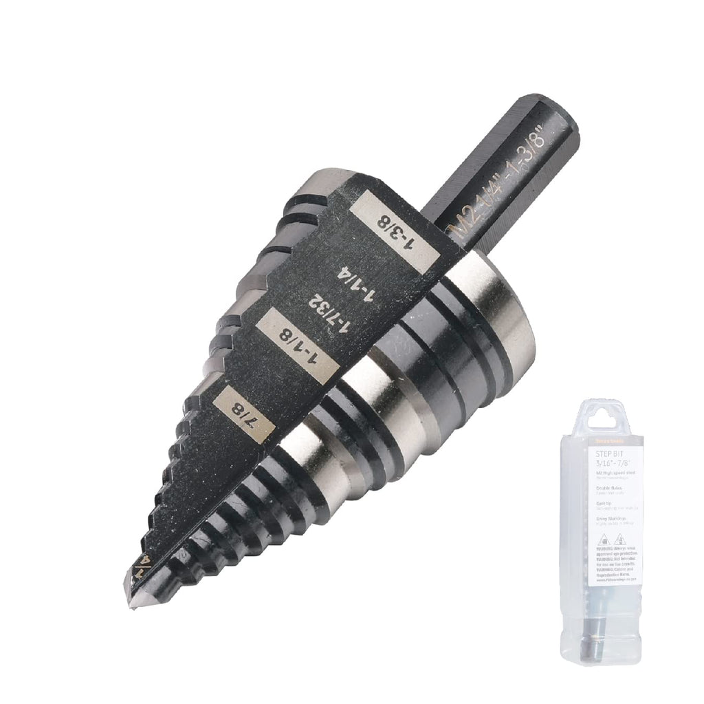 Jerax tools 1/4"-1-3/8" M2 Step Drill Bit Unibit for Hole Drilling 5 Sizes