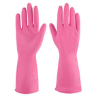 IUCGE Rubber cleaning gloves pink 6 Pairs for Household,Reuseable dishwashing gloves for Kitchen.(6,Large)