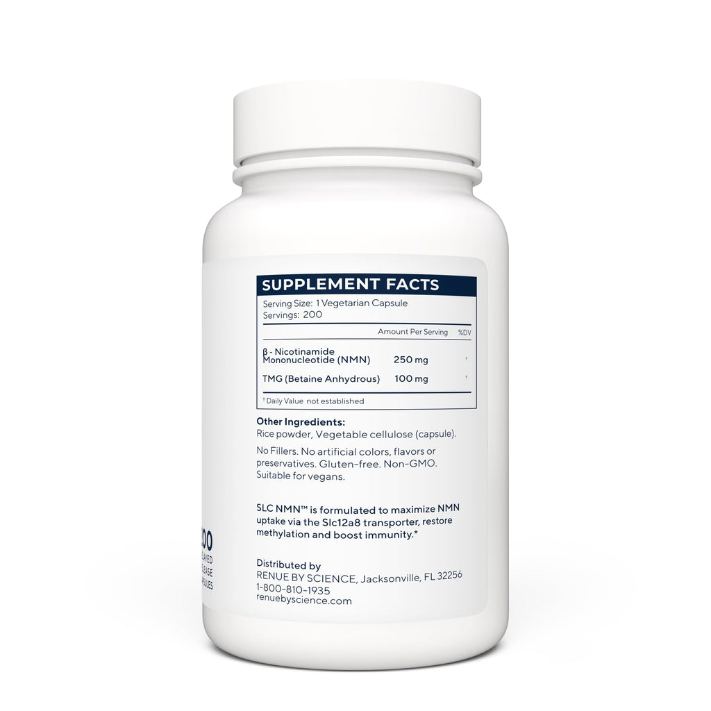 Renue By Science NMN Supplement | 200 SLC Enteric Capsules - 250mg Nicotinamide Mononucleotide per Serving | Delayed Release for Increased Absorption | Manufactured in the USA