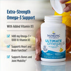 Nordic Naturals Ultimate Omega Xtra, Lemon Flavor - 60 Soft Gels - 1480 mg Omega-3 + 1000 IU Vitamin D3 - EPA & DHA - Brain, Heart, & Immune Health - 30 Servings