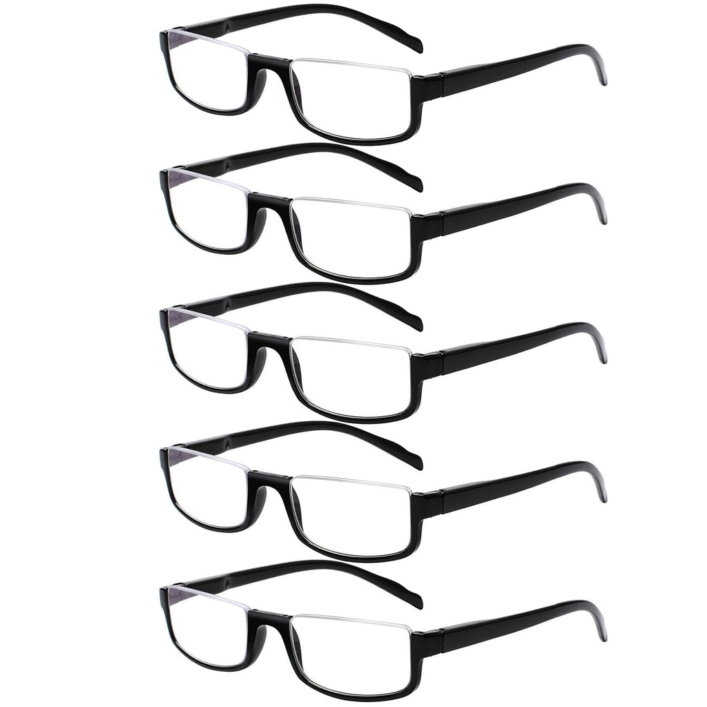 Kerecsen Half Frame Reading Glasses for Men & Women, Lightweight Comfort-Fit Design with Spring Hinges (5Black, 2.00)