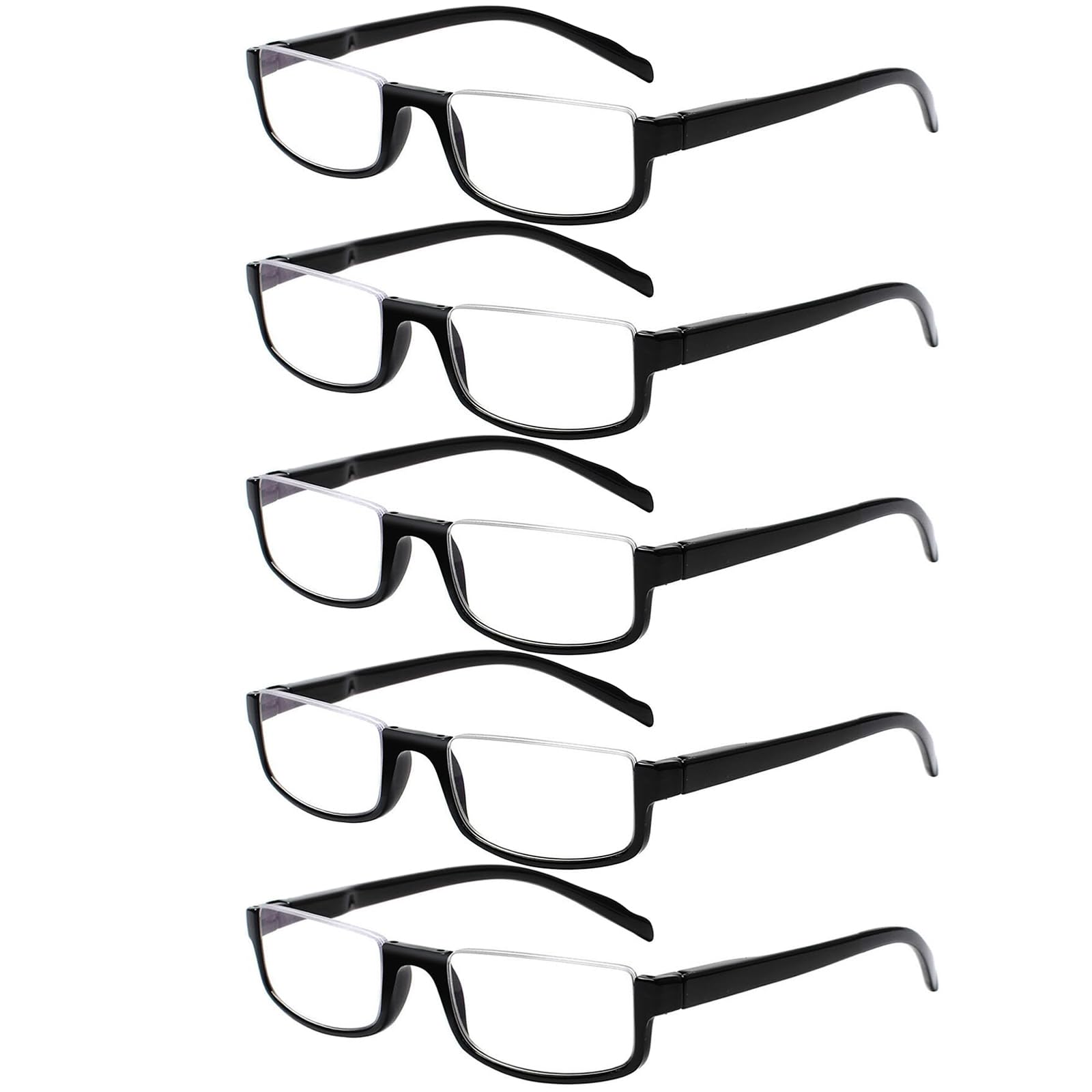 Kerecsen Half Frame Reading Glasses for Men & Women, Lightweight Comfort-Fit Design with Spring Hinges (5Black, 2.00)