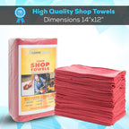 Simpli-Magic Cotton Shop Towels 14"x12" (90 Pack) – Reusable Cleaning Shop Rags for Automobiles, Industries, Garage and Homes (Red)