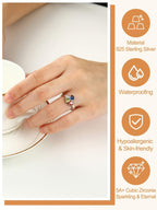 Custom4U Personalized Mothers Ring 3 Birthstones Rings for Women Custom
