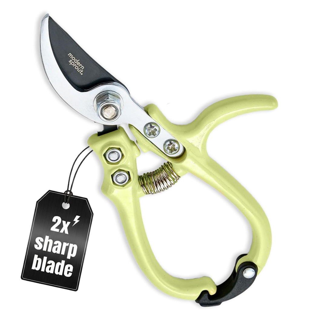 Modern Sprout Bypass Hand Pruners - Scissors - Gardening Tools - Chartreuse