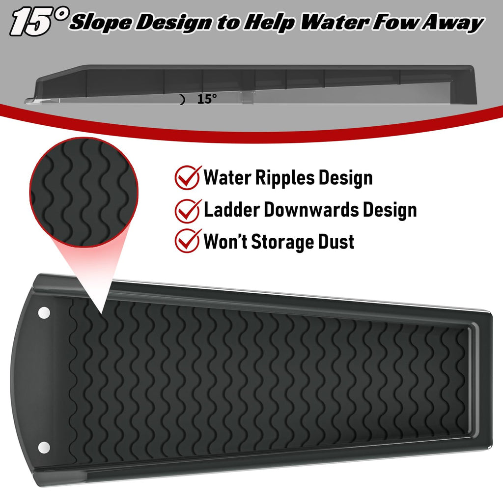 NAACOO Downspout Splash Block, 24" Rain Gutter Downspout Extensions/Extender with 2pc Fixing Nails, Drainage to Protect House Foundations(2 Piece|Black)