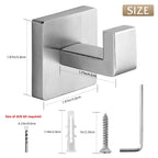 Fenas Heavy Duty Stainless Steel Towel Hooks, Wall Mounted Square Robe Hooks for Bathroom, Kitchen, Bedroom, Hotel Brushed Nickel 2 Pack