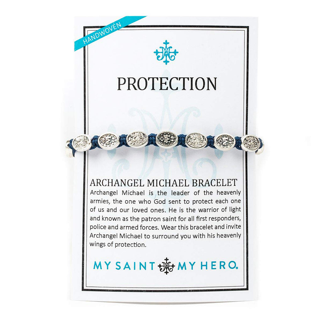 "My Saint My Hero "Archangel Michael Protection Bracelet – Handwoven - Archangel Michael and 5 Miraculous Medals – Shield of Faith for Men and Women – Made in Medjugorje