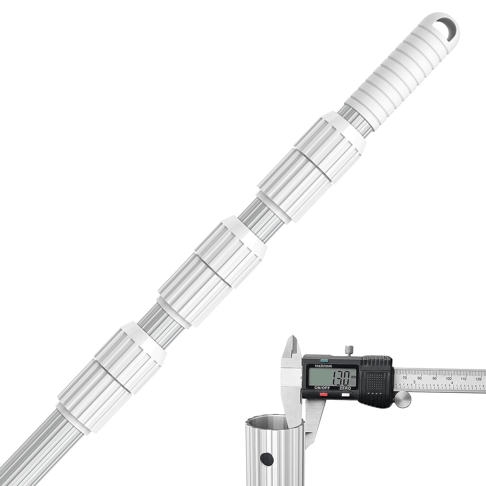 ARLBA Upgraded Professional 16.5 Feet Swimming Pool Pole Telescopic Aluminum Thicken 1.30mm Adjustable Fits Skimmer Net Rake Vacuum Head Brush Pool Cleaning Equipment Heavy Duty -Universal Fit 1-1/4