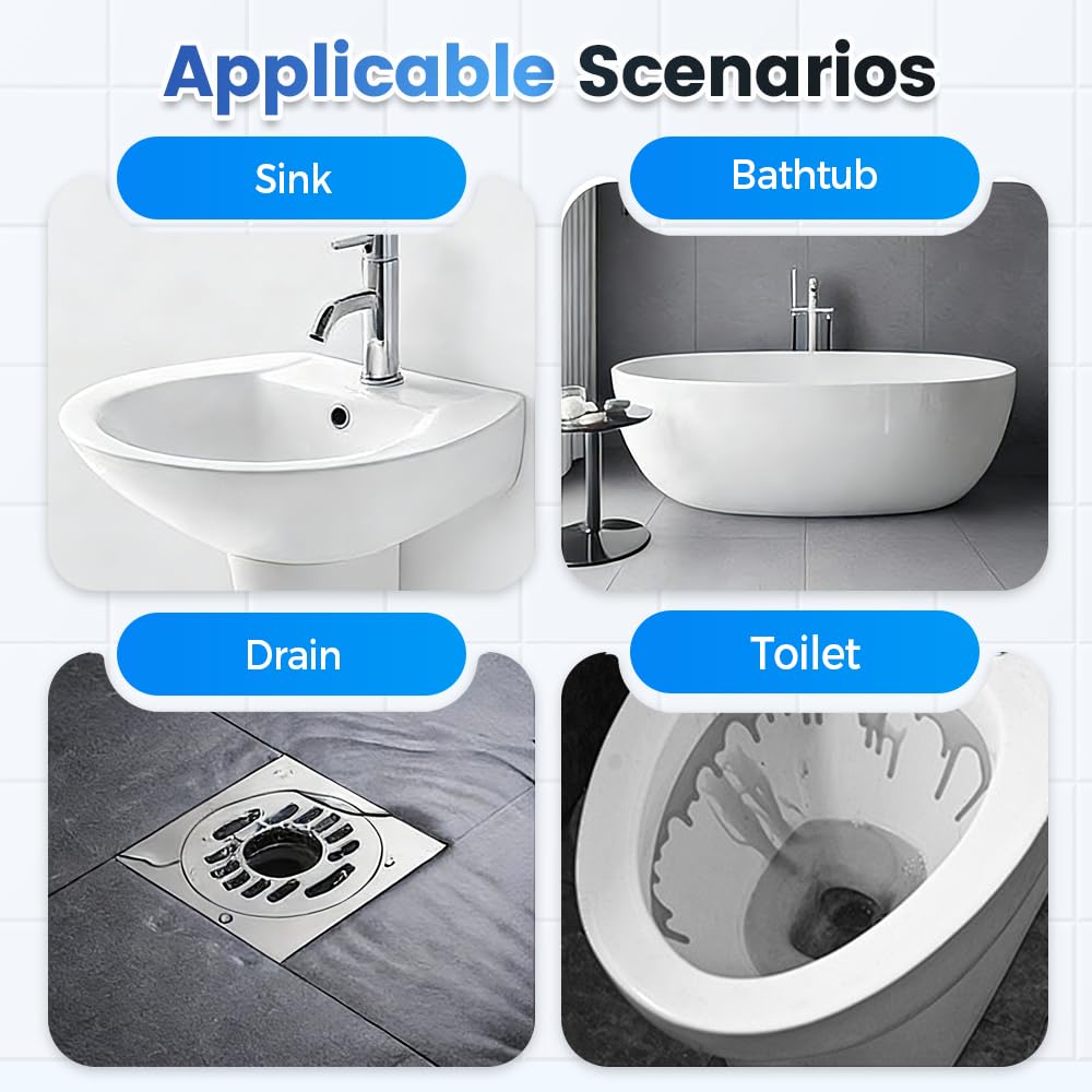 2026 New Multi-functional Sink & Drain Cleaner Powder, Quick Foaming Heavy Duty Clog Remover for Kitchen, Bathroom, Shower & Sewer Drains (1PC)