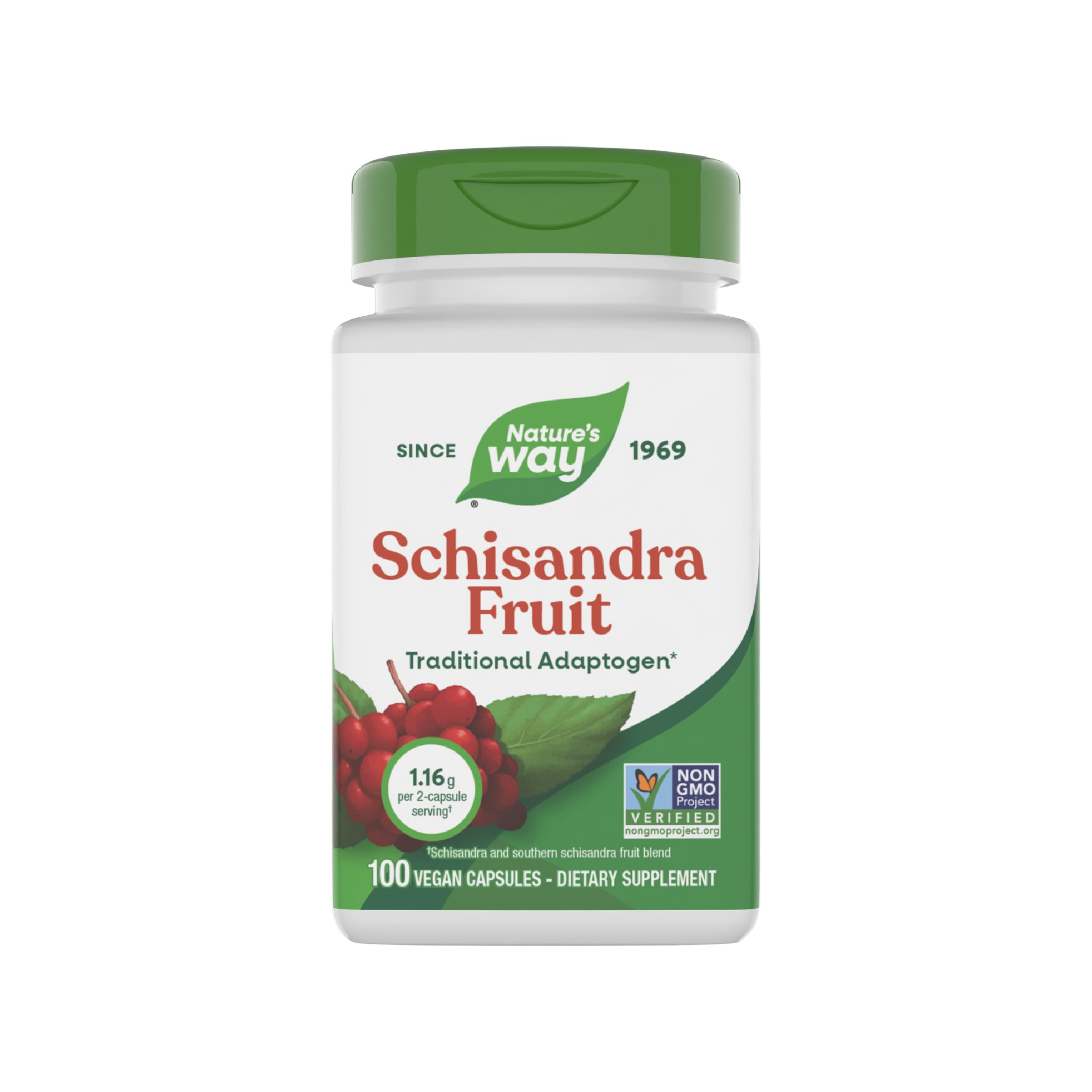 Nature's Way Schisandra Fruit, Traditional Adaptogen*, Vegan, Non-GMO Project Verified, 100 Capsules