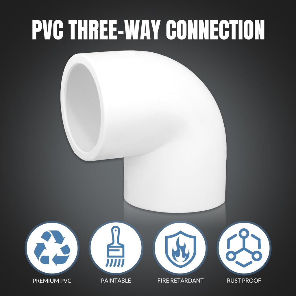 20 Pack 1/2inch 90 Degree PVC Elbow Pipe Fittings, 2 Way Right Angle Furniture Grade PVC Pipe Fitting Connectors for DIY Shelf Building Furniture Garden Support Structure