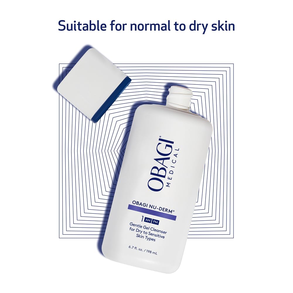 Obagi Nu-Derm Gentle Cleanser – Daily Facial Wash Gently Removes Dirt, Oil, Makeup & Impurities – Skincare Cleanser for Normal, Dry & Sensitive Skin – 6.7 Oz