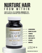 Inner Glow Advanced Hair, Skin & Nails Vitamins – Doctor-Developed Hair Supplement with Biotin, Collagen Peptides, Vitamin D & B12 – Clinically Tested 12-Week Results, Made in USA, Non-GMO