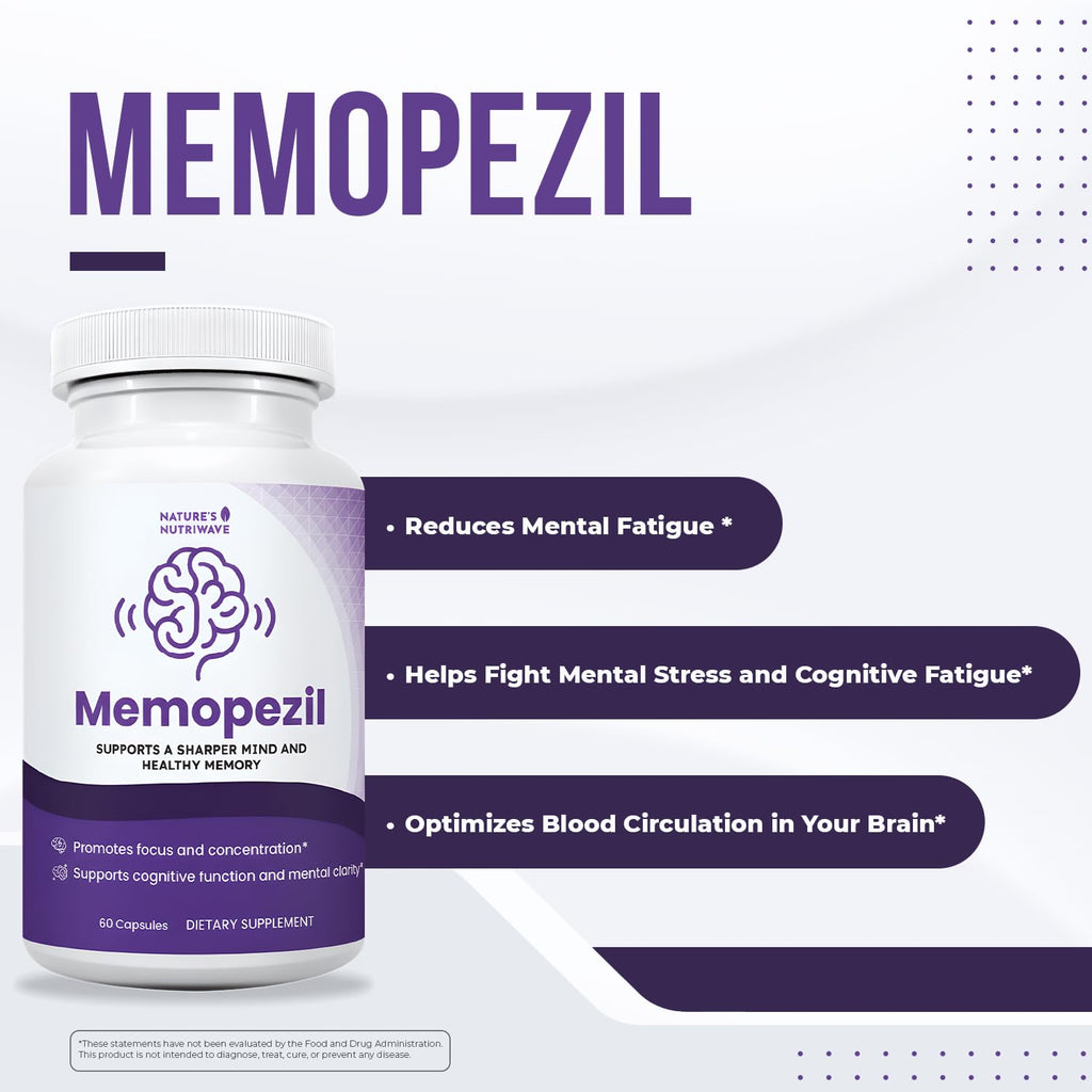Memopezil – Vitamins A, B, C, D, E & Botanicals – 60 Ct, 6 Month Supply