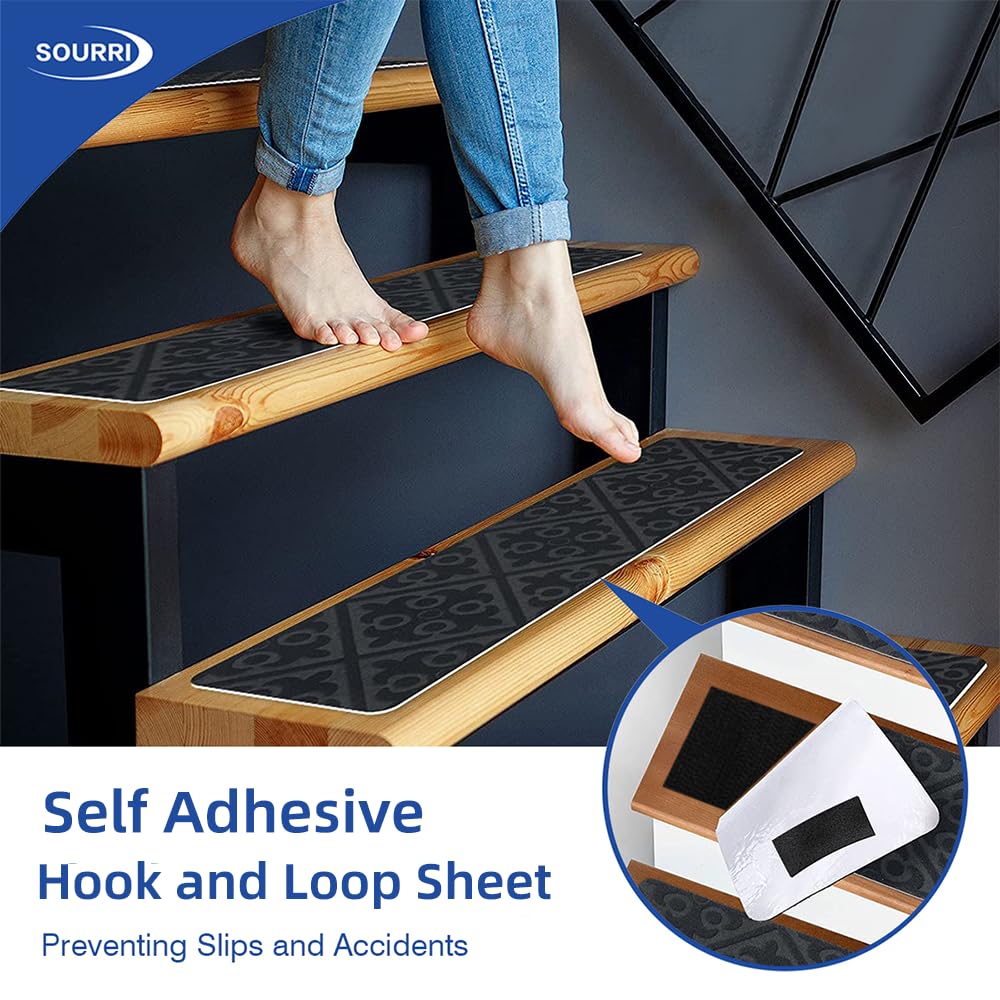 SOURRI 4'' x 20Ft Large Self Adhesive Heavy Duty Hook and Loop Sheet Tape Fastener Strips, Keep Couch Cushions from Sliding, Rug Gripper Tape & Pads