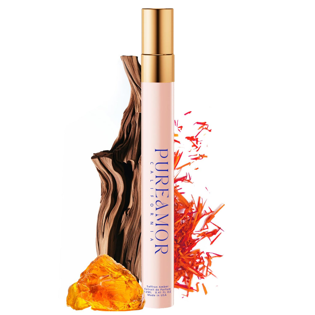 PUREAMOR Pheromones Perfumes for Women, Saffron Amber Perfume, Long Lasting Eau De Parfum, Advanced Fragrance Perfume for Women, 0.41 fl. Travel Perfumes Spray