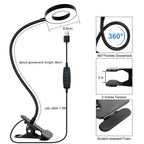 Woputne Desk Clip on Lamp for Reading Home Office, with 5V 2A Adapter, 10 Dimmable Brightness 3 Modes, Clamp Reading Light for Bed Headboard, Craft (Black)…