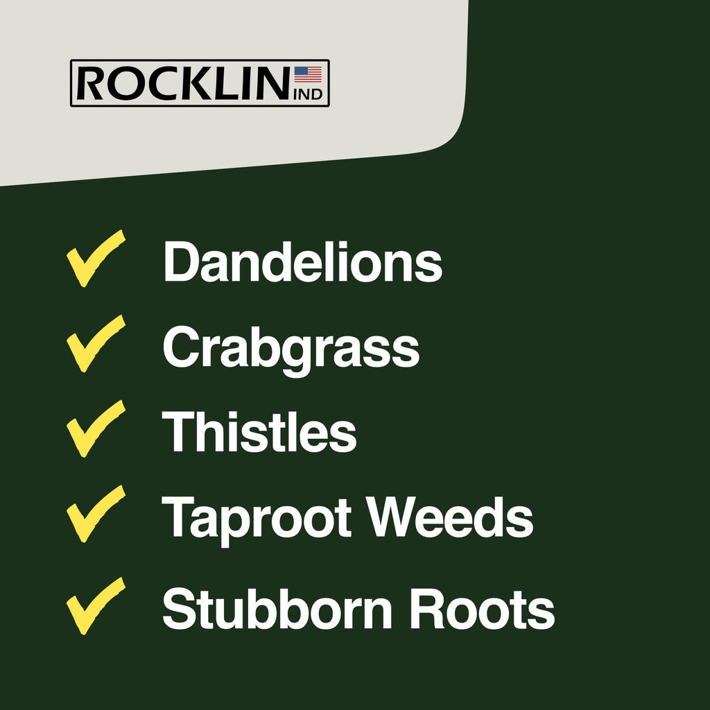 Rocklin Stand Up Weed Puller Tool Long Handle 48” | No Bending or Kneeling | 4-Claw Steel Head, Heavy Duty Dandelion Root Extractor & Weed Remover for Lawn