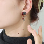 Gothic personality Red rose earrings Fashion long tassel earrings for women M3626