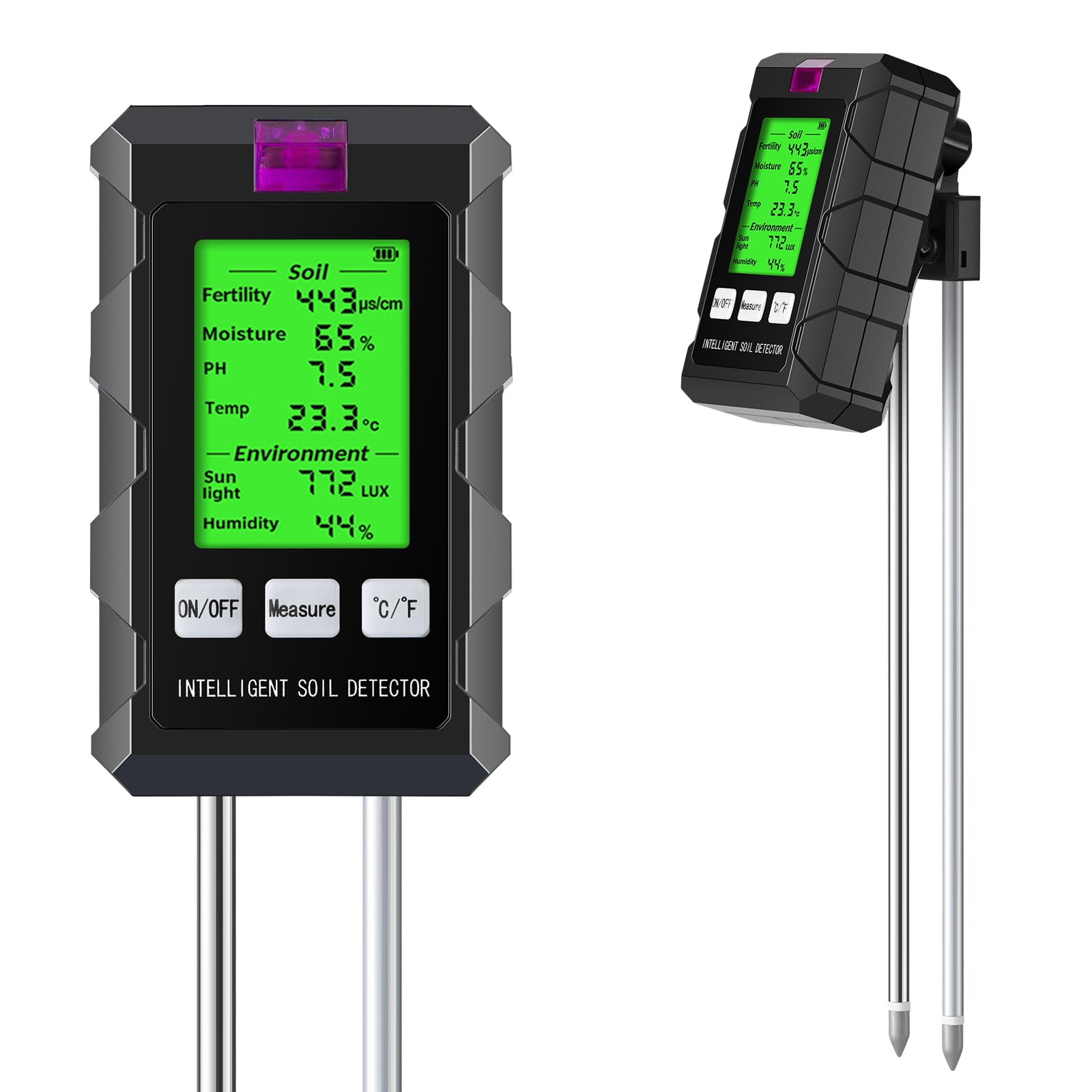 6-in-1 Digital Soil Tester, Soil Moisture Meter and pH Tester for Plants, Tests Moisture, pH, Fertility, Temperature, Sunlight and Air Humidity for Garden and Lawn (2*AAA Batteries Needed)