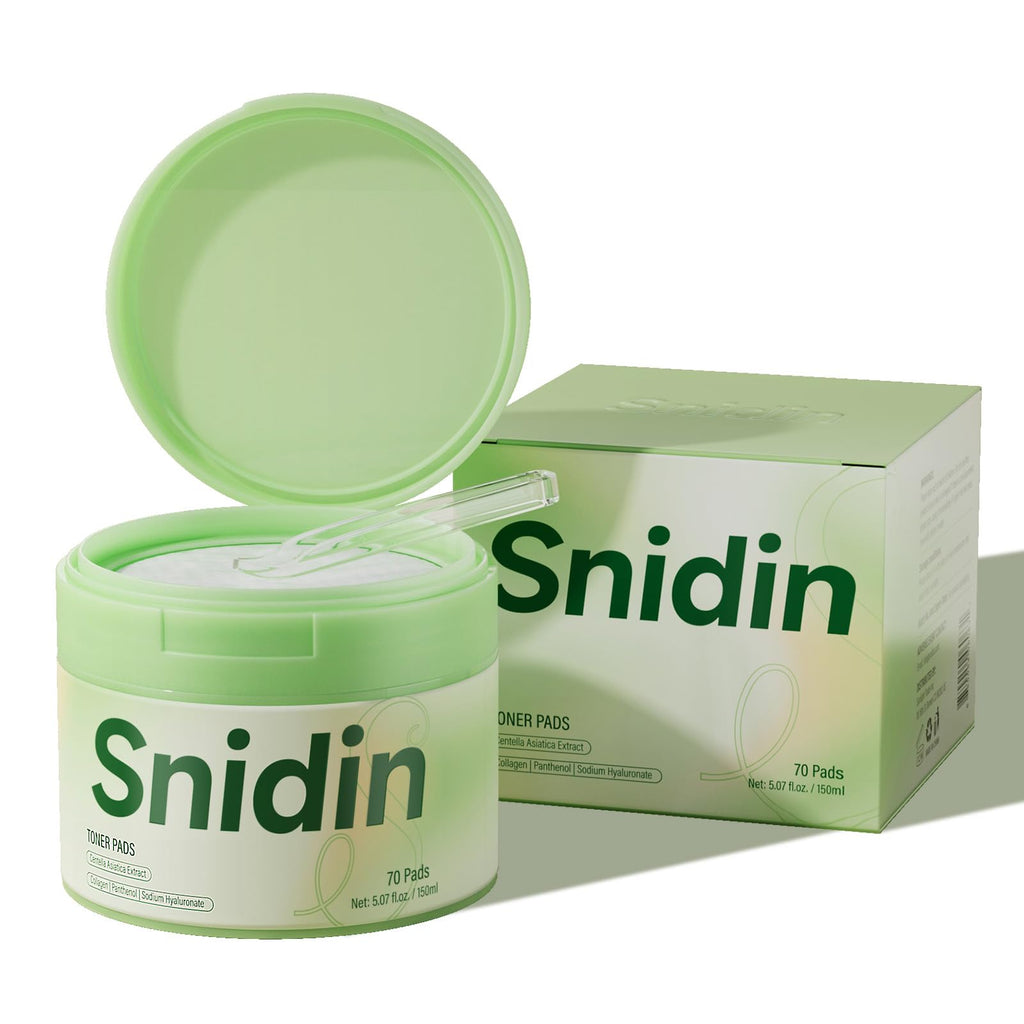 Snidin Toner Pads - with Centella Asiatica Extract and Collagen, Improves Uneven Skin Tone & Deep Hydration, Targets Dark Spots and Dull Skin, Ideal for All Skin Types - 70 Pads