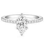 TIGRADE 2CT Engagement Ring for Women Marquise Cut Cubic Zirconia Wedding Band CZ Promise Anniversary Ring Size 3-12, Silver, Size 6.5